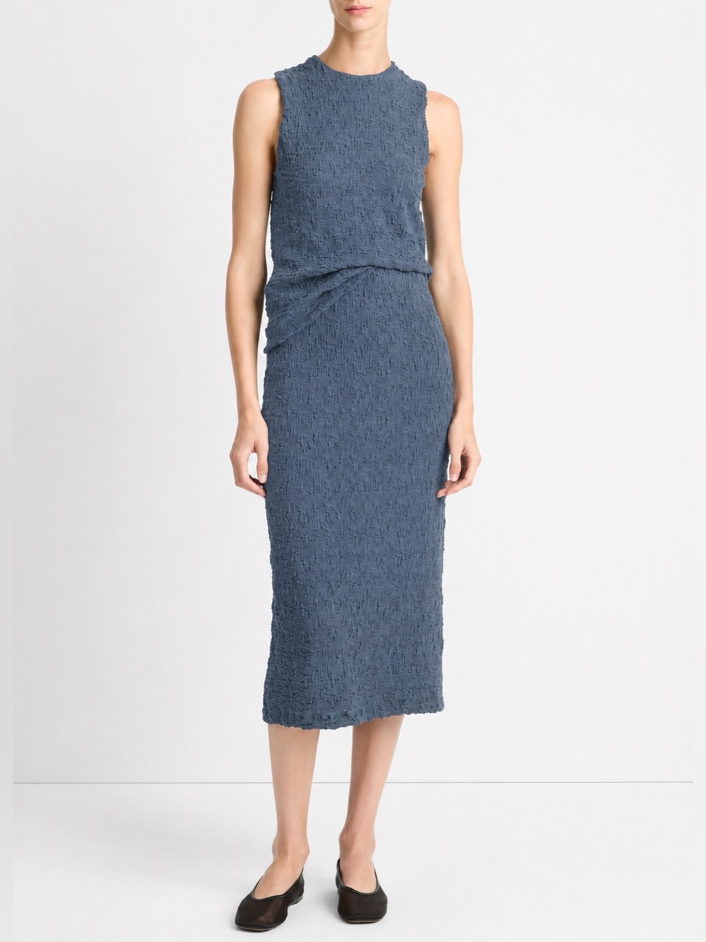 Vince Smocked Cotton Stretch Midi Skirt Size XXS *567